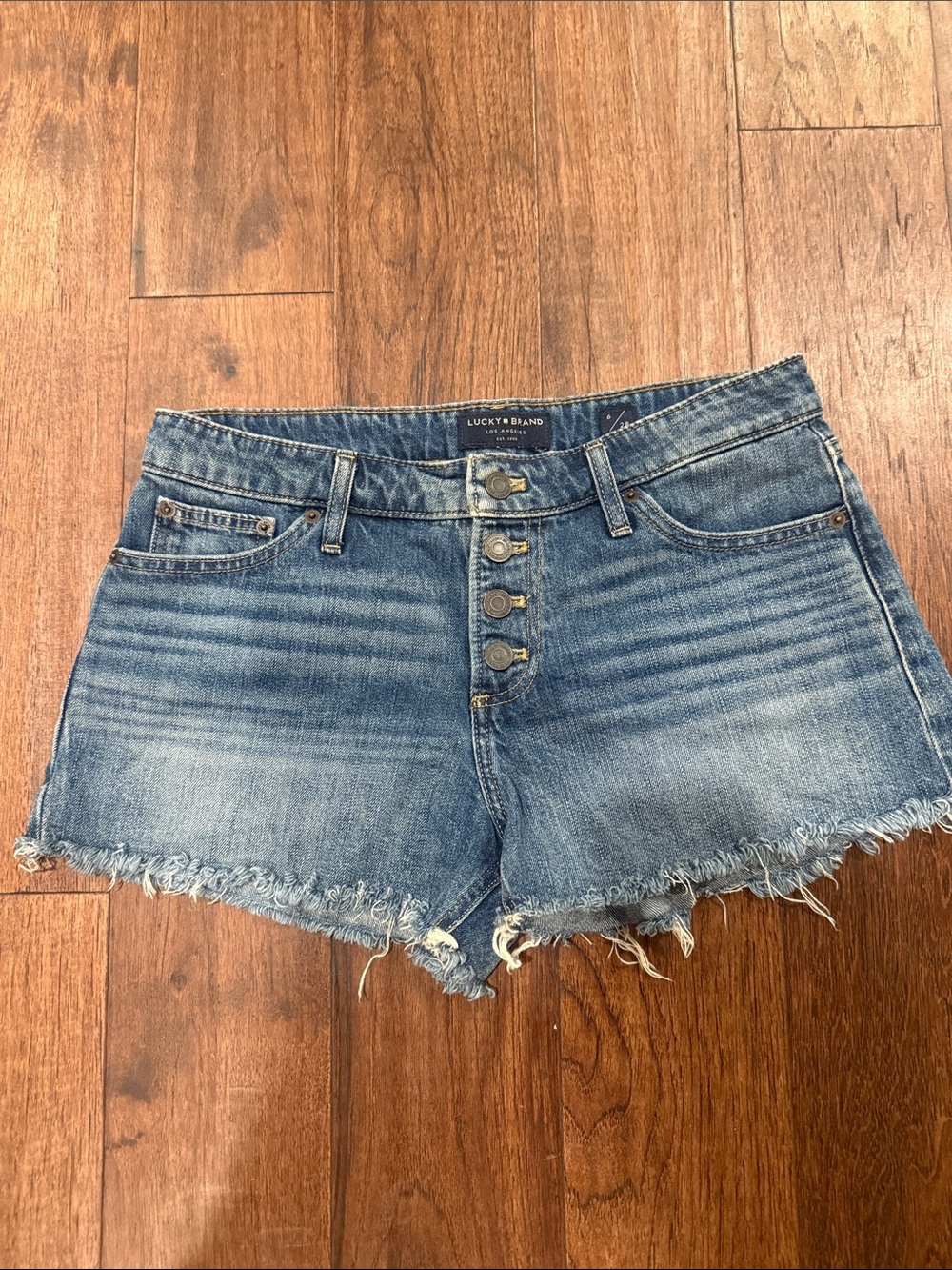 Sz 28 Lucky Brand Distressed Blue Denim Cutoff Shorts